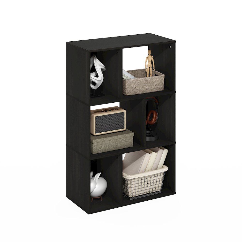 Daly 6-Cube Irregular Cubes Bookcase, Bookshelf, Storage Organizer, Espresso
