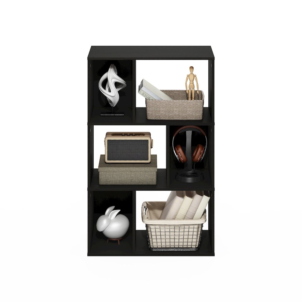 Daly 6-Cube Irregular Cubes Bookcase, Bookshelf, Storage Organizer, Espresso