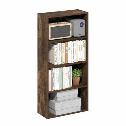 Basic 4-Tier Open Shelf Bookcase, Bookshelf, Storage Organizer, 7 x 17 x 35