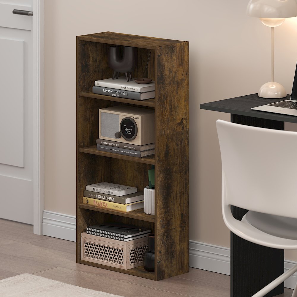 Basic 4-Tier Open Shelf Bookcase, Bookshelf, Storage Organizer, 7 x 17 x 35