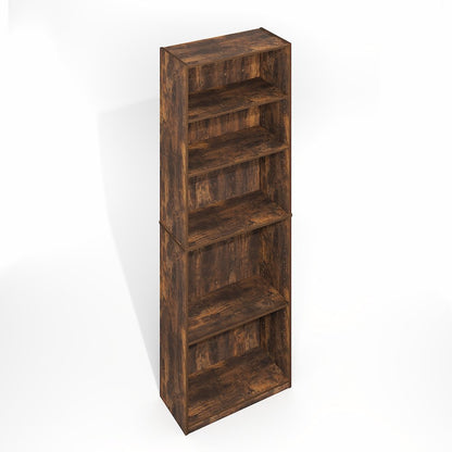 JAYA Simply Home Adjustable Shelf Bookcase, 5-Tier, Amber Oak