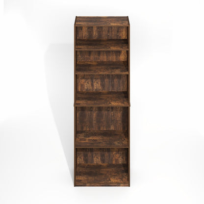 JAYA Simply Home Adjustable Shelf Bookcase, 5-Tier, Amber Oak