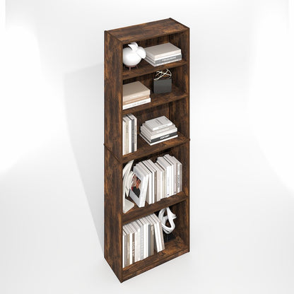 JAYA Simply Home Adjustable Shelf Bookcase, 5-Tier, Amber Oak