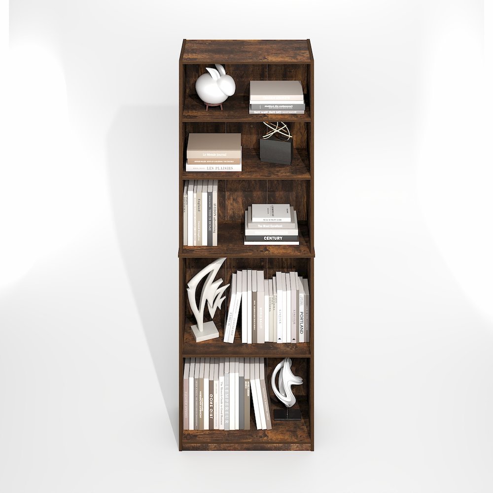 JAYA Simply Home Adjustable Shelf Bookcase, 5-Tier, Amber Oak