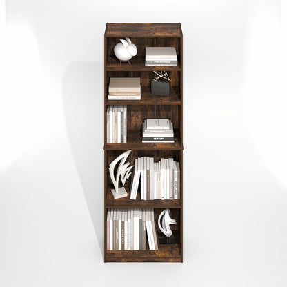 JAYA Simply Home Adjustable Shelf Bookcase, 5-Tier, Amber Oak