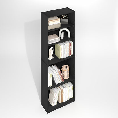 JAYA Simply Home Adjustable Shelf Bookcase, 5-Tier, Darkwood