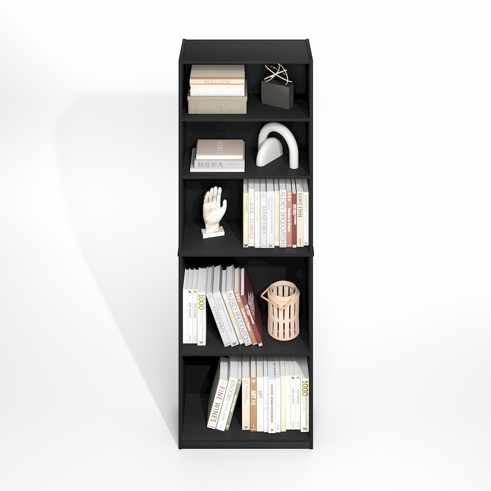 JAYA Simply Home Adjustable Shelf Bookcase, 5-Tier, Darkwood