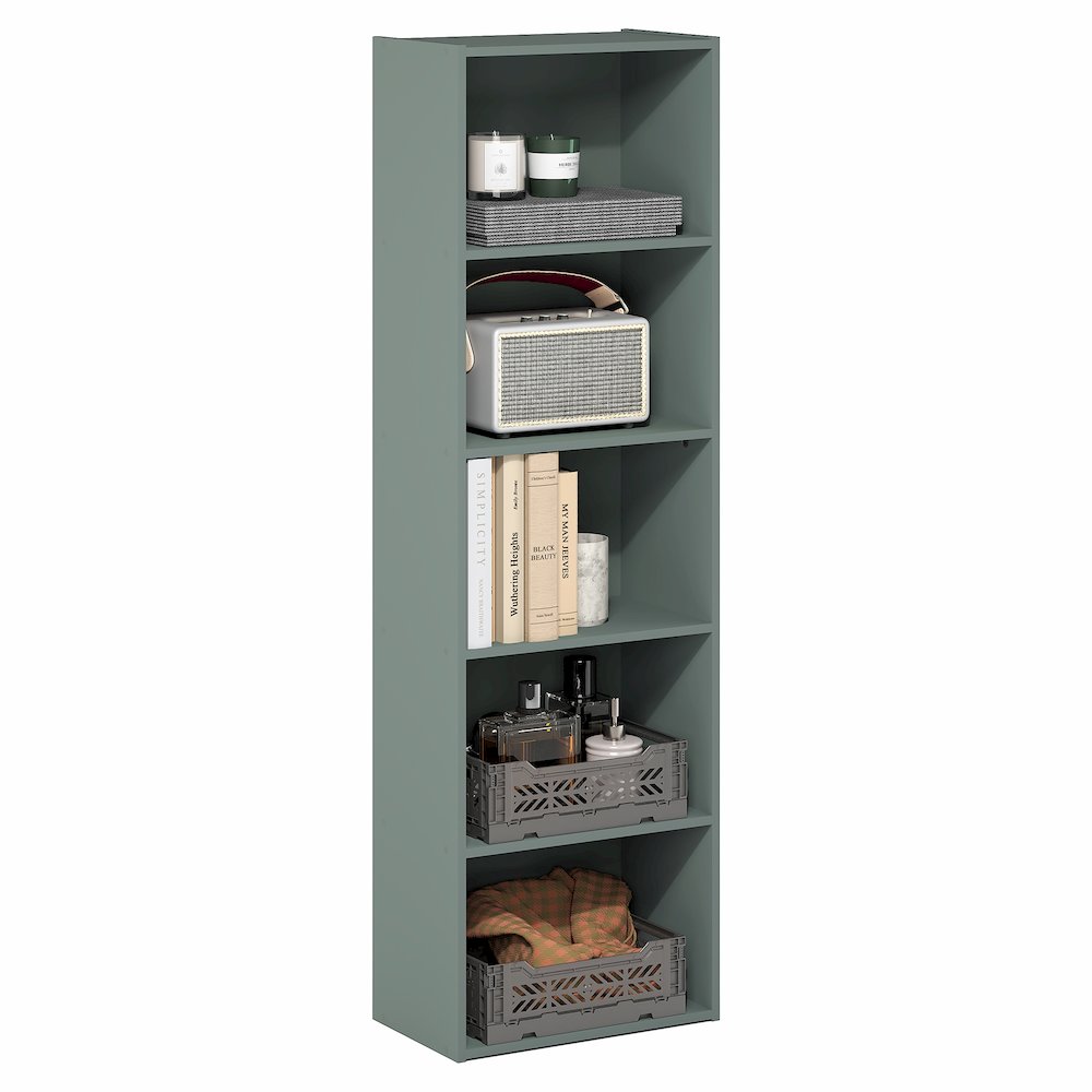 LUDER Book Shelf, 5-Tier Bookshelf, Bookcase, Sage Green