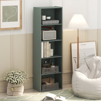 LUDER Book Shelf, 5-Tier Bookshelf, Bookcase, Sage Green