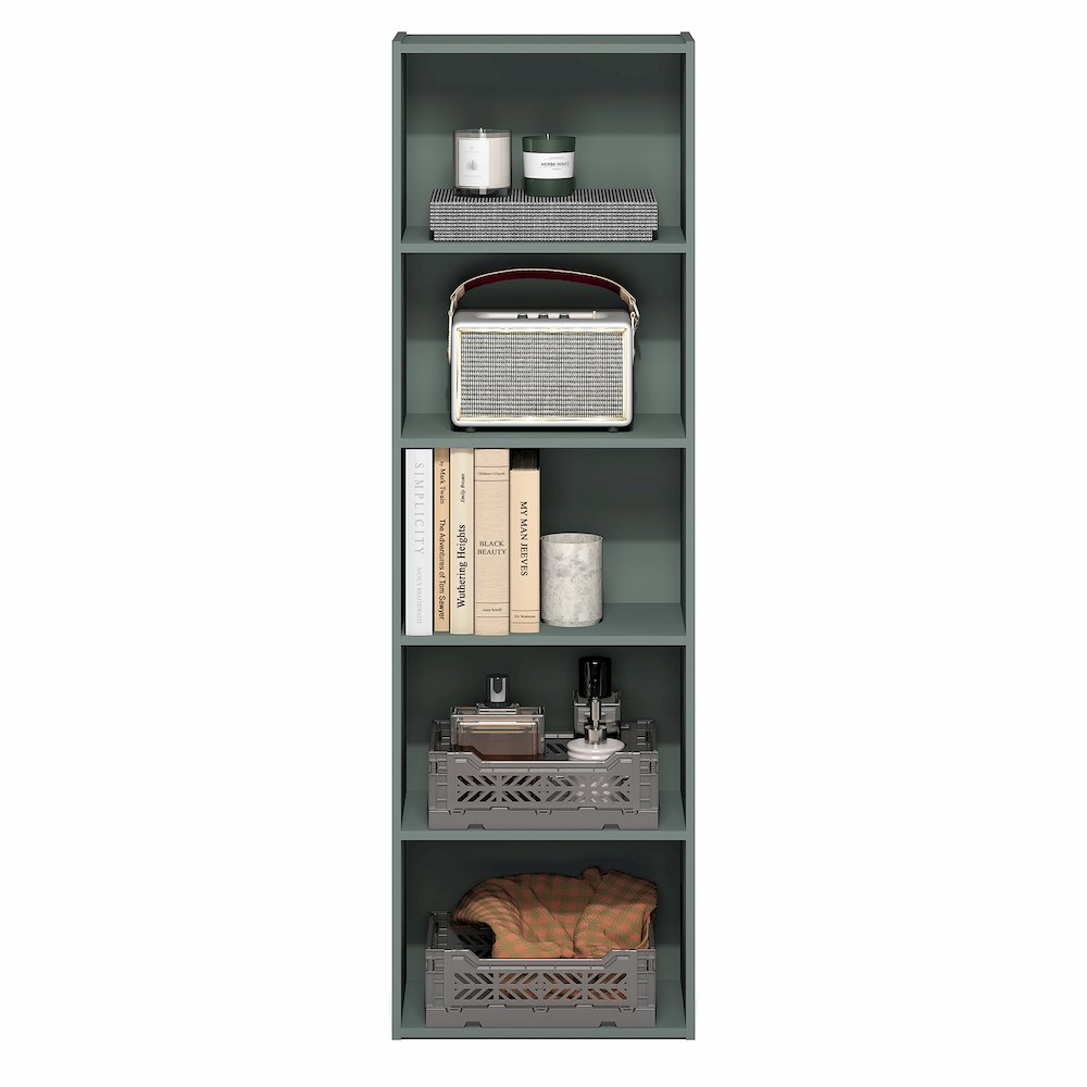 LUDER Book Shelf, 5-Tier Bookshelf, Bookcase, Sage Green