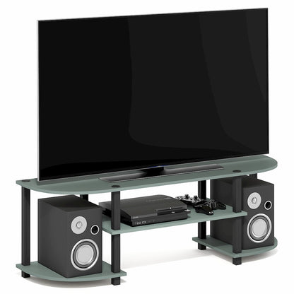 Entertainment Center for TV up to 55 Inch, Round Corner, Open shelves,Sage Green