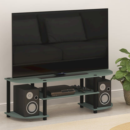 Entertainment Center for TV up to 55 Inch, Round Corner, Open shelves,Sage Green