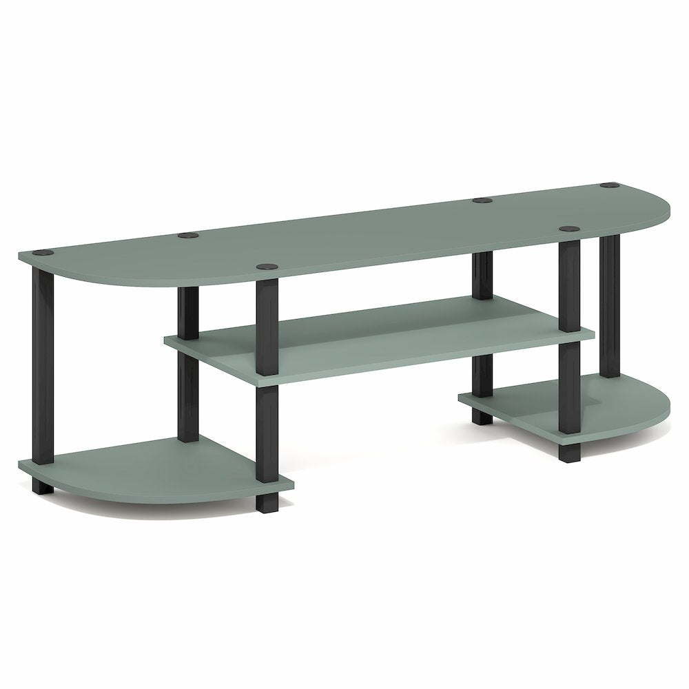 Entertainment Center for TV up to 55 Inch, Round Corner, Open shelves,Sage Green