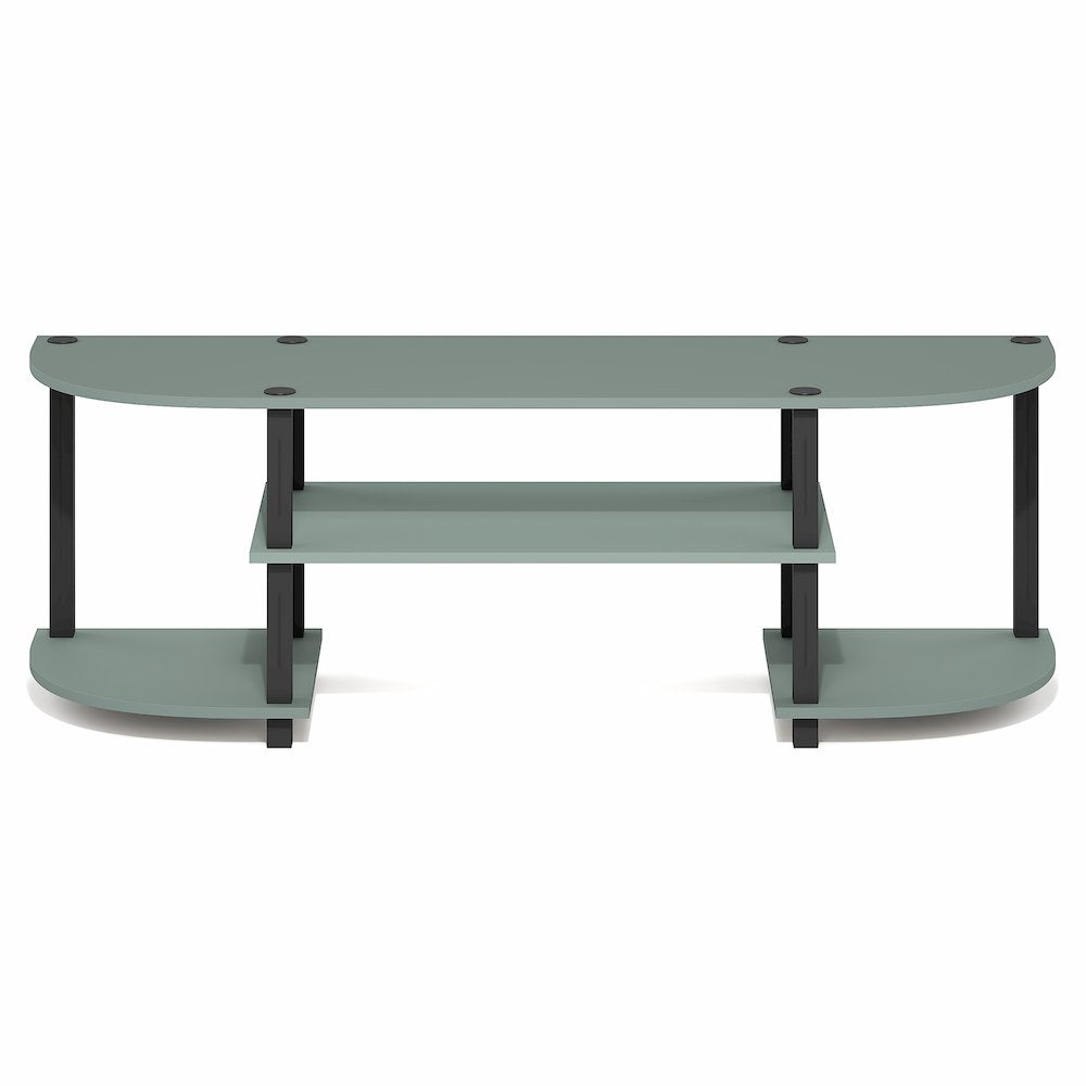 Entertainment Center for TV up to 55 Inch, Round Corner, Open shelves,Sage Green