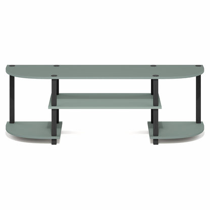 Entertainment Center for TV up to 55 Inch, Round Corner, Open shelves,Sage Green