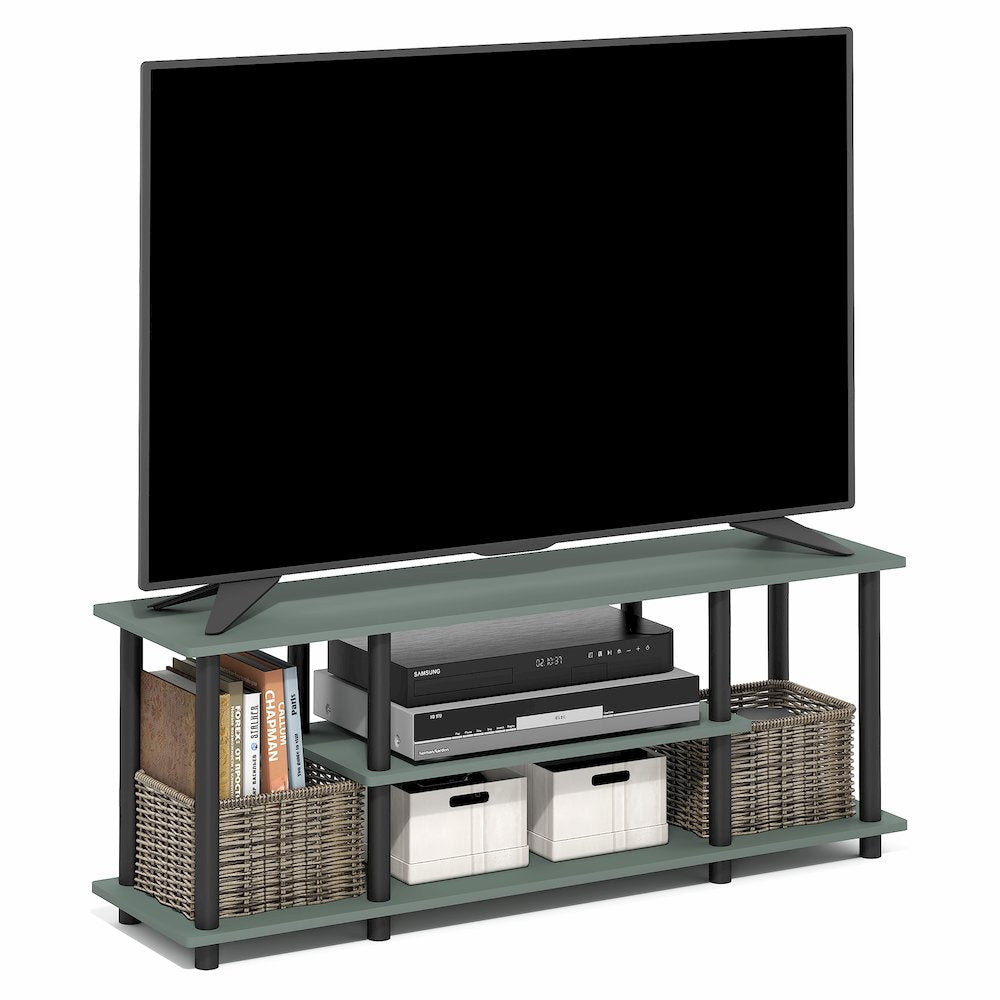 3-Tier 3D Entertainment Center, TV Console for TV up to 50 Inch, Sage Green