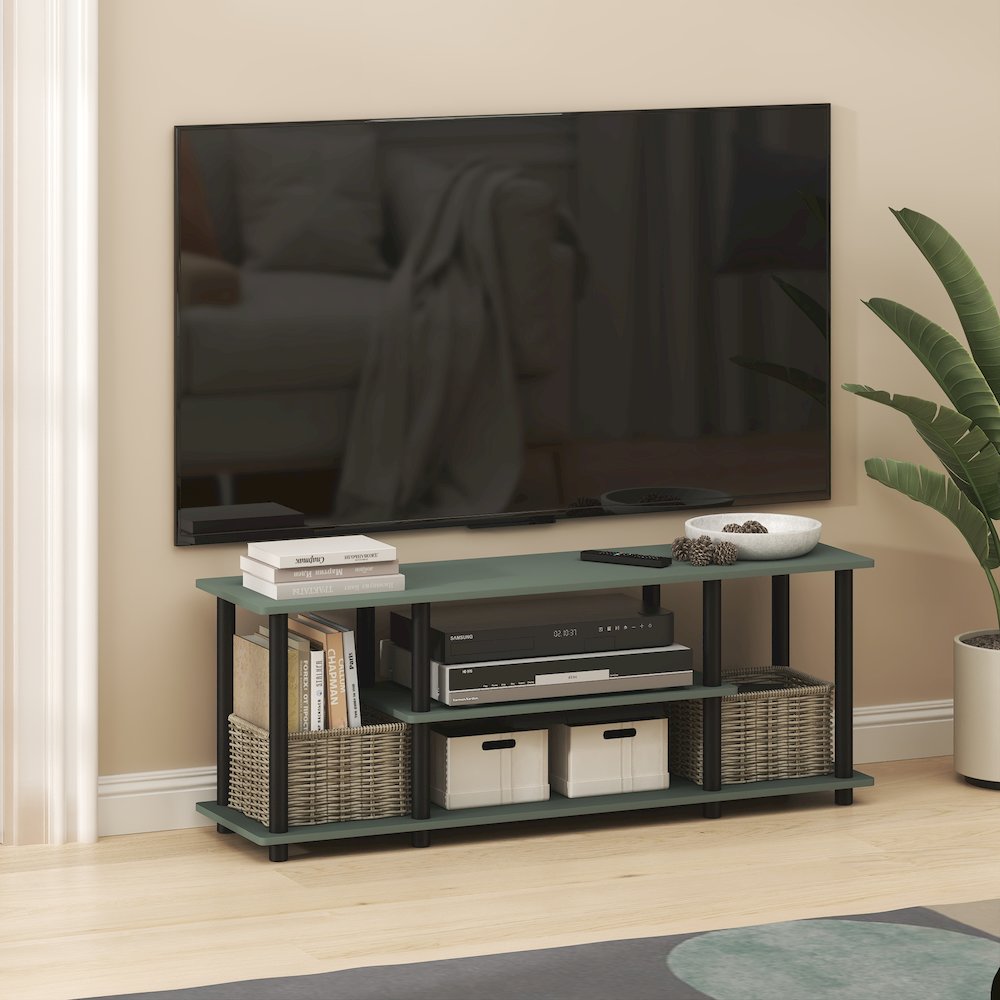 3-Tier 3D Entertainment Center, TV Console for TV up to 50 Inch, Sage Green