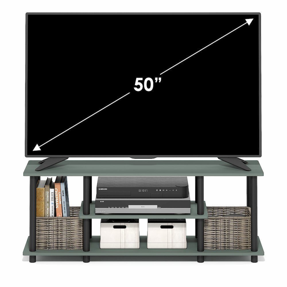 3-Tier 3D Entertainment Center, TV Console for TV up to 50 Inch, Sage Green