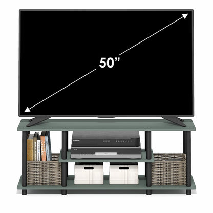 3-Tier 3D Entertainment Center, TV Console for TV up to 50 Inch, Sage Green