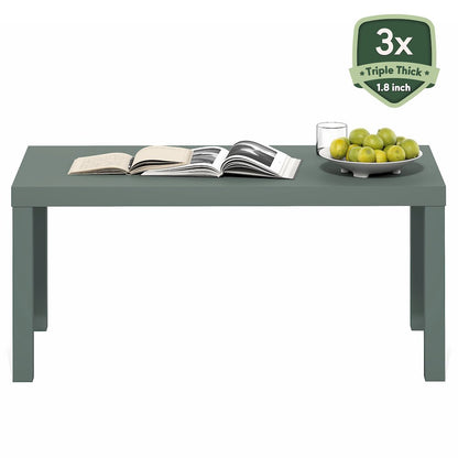 Modern Rectangle Coffee Table with 1.8 Inch Thick Tabletop, Sage Green