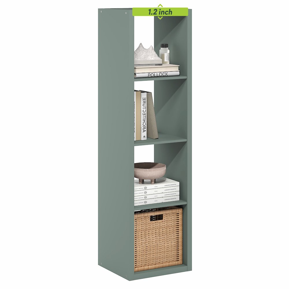 4-Cube Vertical Thick Frame Bookshelf, Sage Green