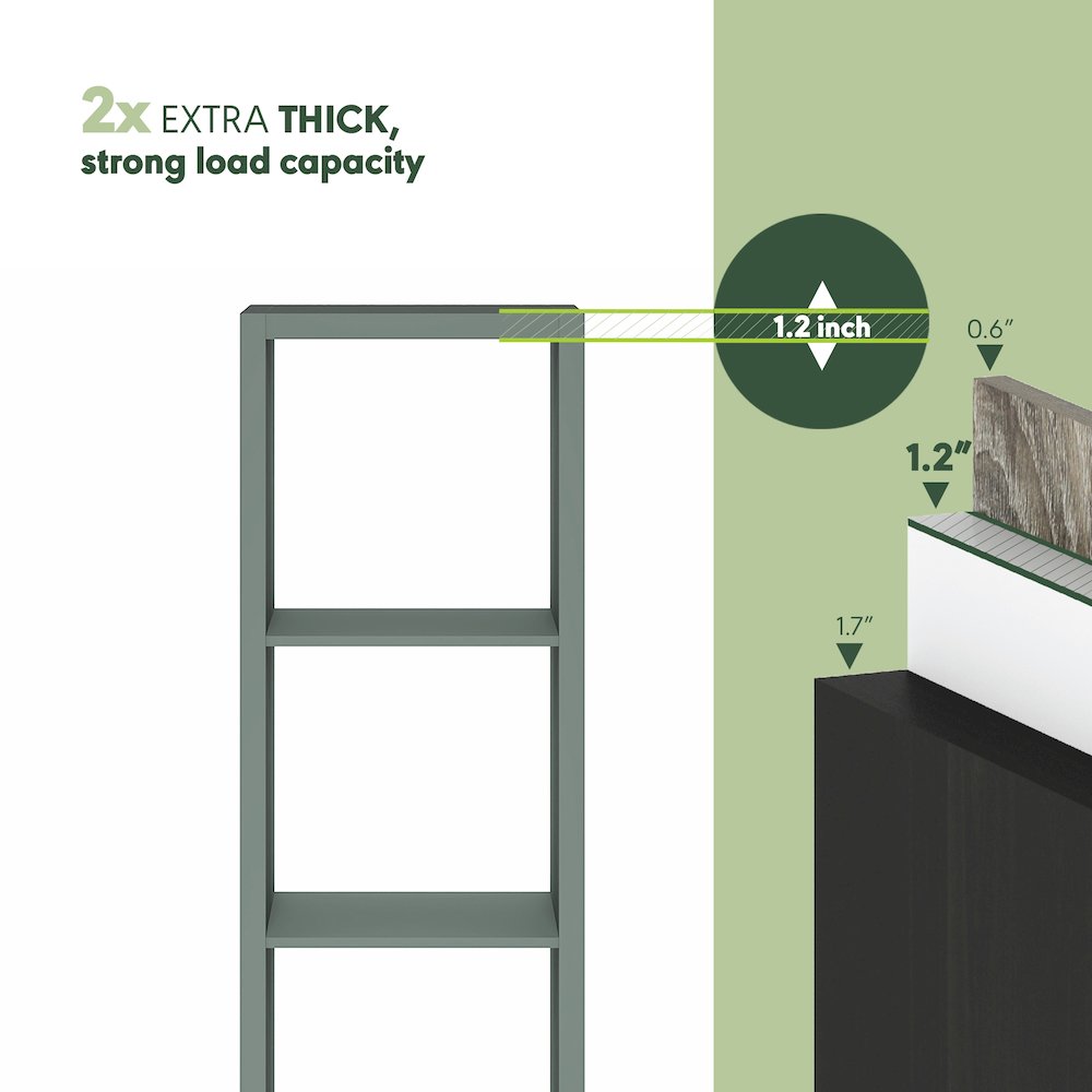 4-Cube Vertical Thick Frame Bookshelf, Sage Green