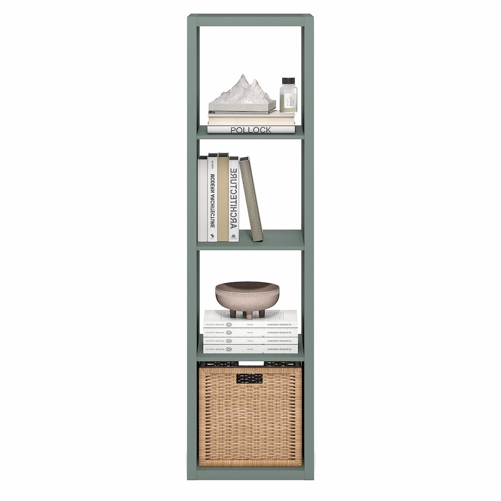 4-Cube Vertical Thick Frame Bookshelf, Sage Green