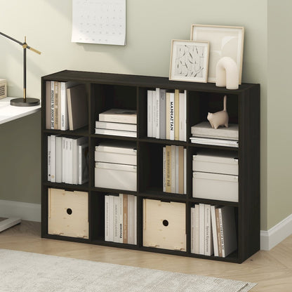 PELLI Book Shelf, 12-Cube Bookshelf, Cube Storage Organizer Bookcase, Espresso