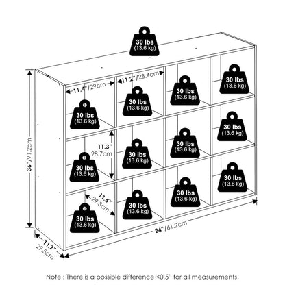 PELLI Book Shelf, 12-Cube Bookshelf, Cube Storage Organizer Bookcase, Espresso