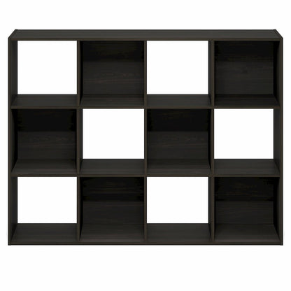 PELLI Book Shelf, 12-Cube Bookshelf, Cube Storage Organizer Bookcase, Espresso