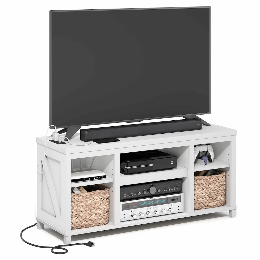 3-Tier Entertainment Center for TV up to 55 Inch with USB Ports & Power Outlets