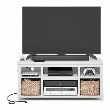 3-Tier Entertainment Center for TV up to 55 Inch with USB Ports & Power Outlets