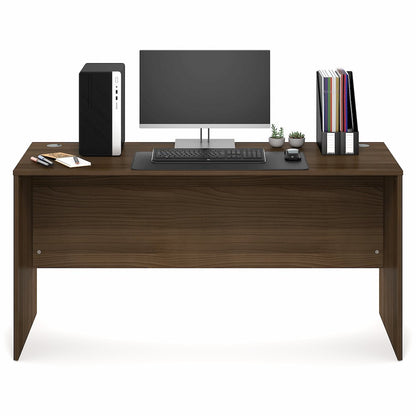 60 Inch Rectangular Executive Desk with Modesty Panel, Modern Walnut