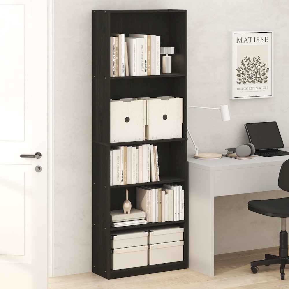 JAYA Book Shelf, 5-Tier Bookshelf with Open Storage Shelf, Standing Bookcase