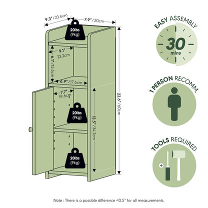 FULDA Bathroom Storage Cabinet, 4-Tier Bathroom Cabinet, 24H