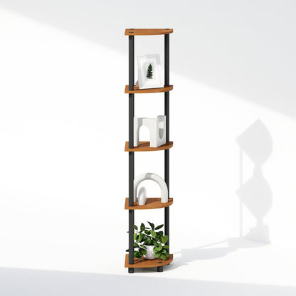 Corner Shelf, 5-Tier Corner Display Rack, Shelving Unit, Light Cherry Oak