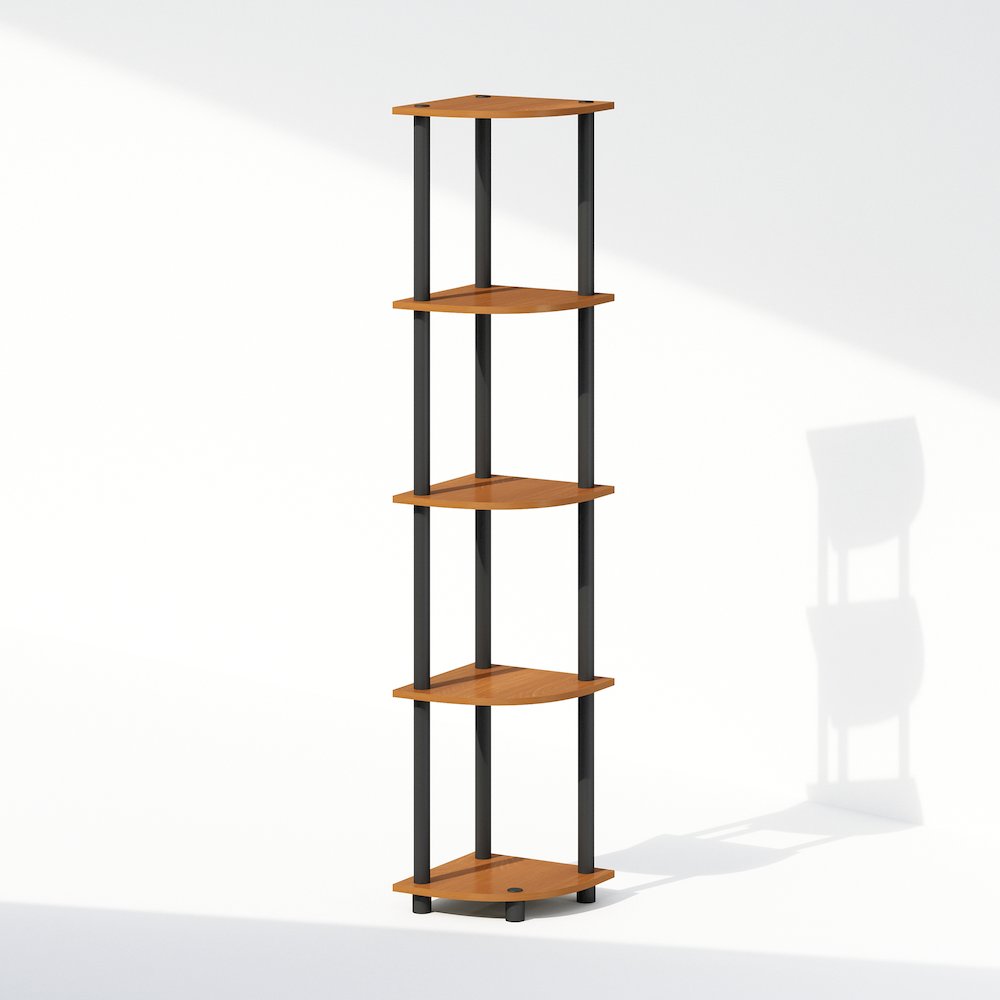 Corner Shelf, 5-Tier Corner Display Rack, Shelving Unit, Light Cherry Oak