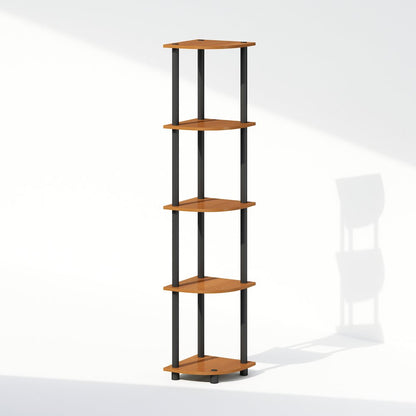 Corner Shelf, 5-Tier Corner Display Rack, Shelving Unit, Light Cherry Oak