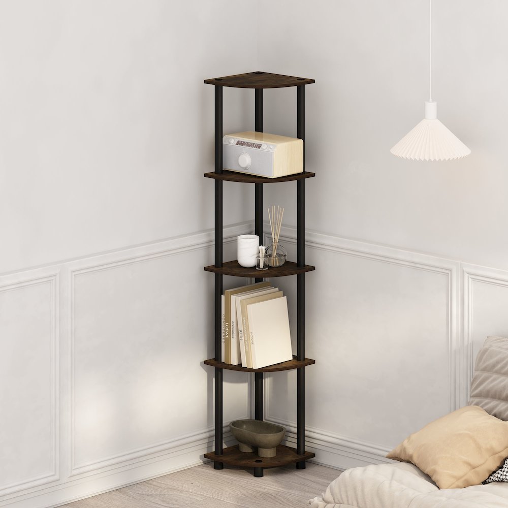 Corner Shelf, 5-Tier Corner Display Rack, Shelving Unit, Amber Oak