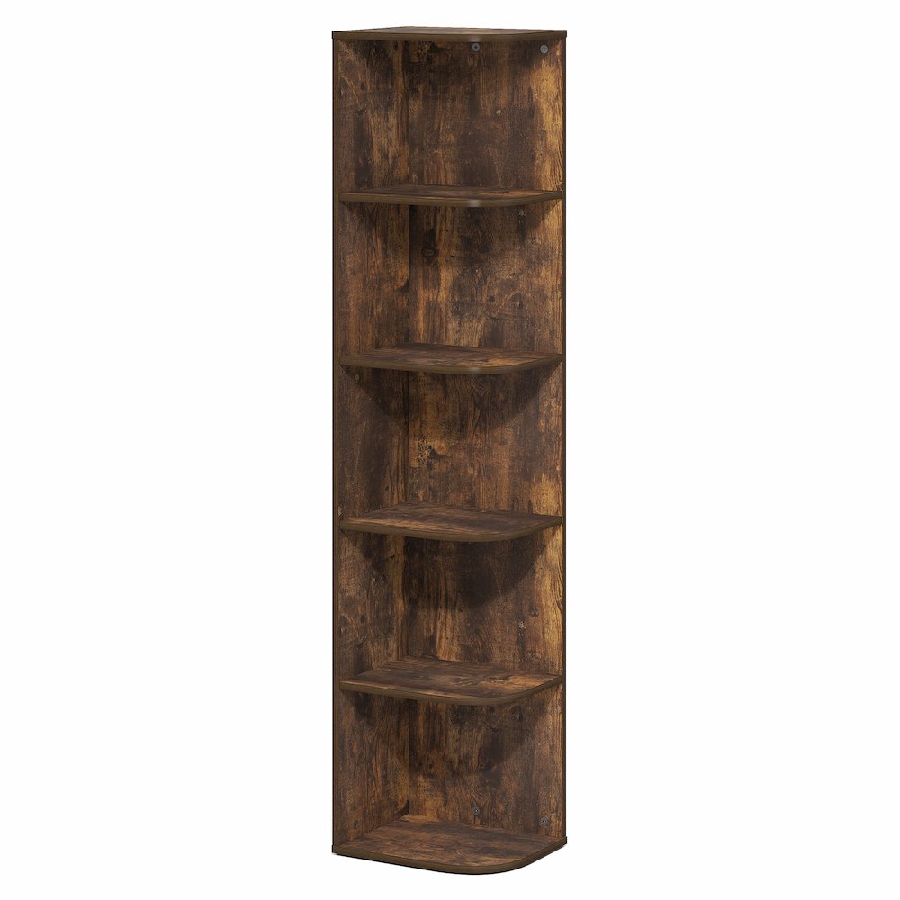 PASIR Book Shelf, 5-Tier Corner Bookshelf with Open Shelf, 9.3 x 12 x 51.7