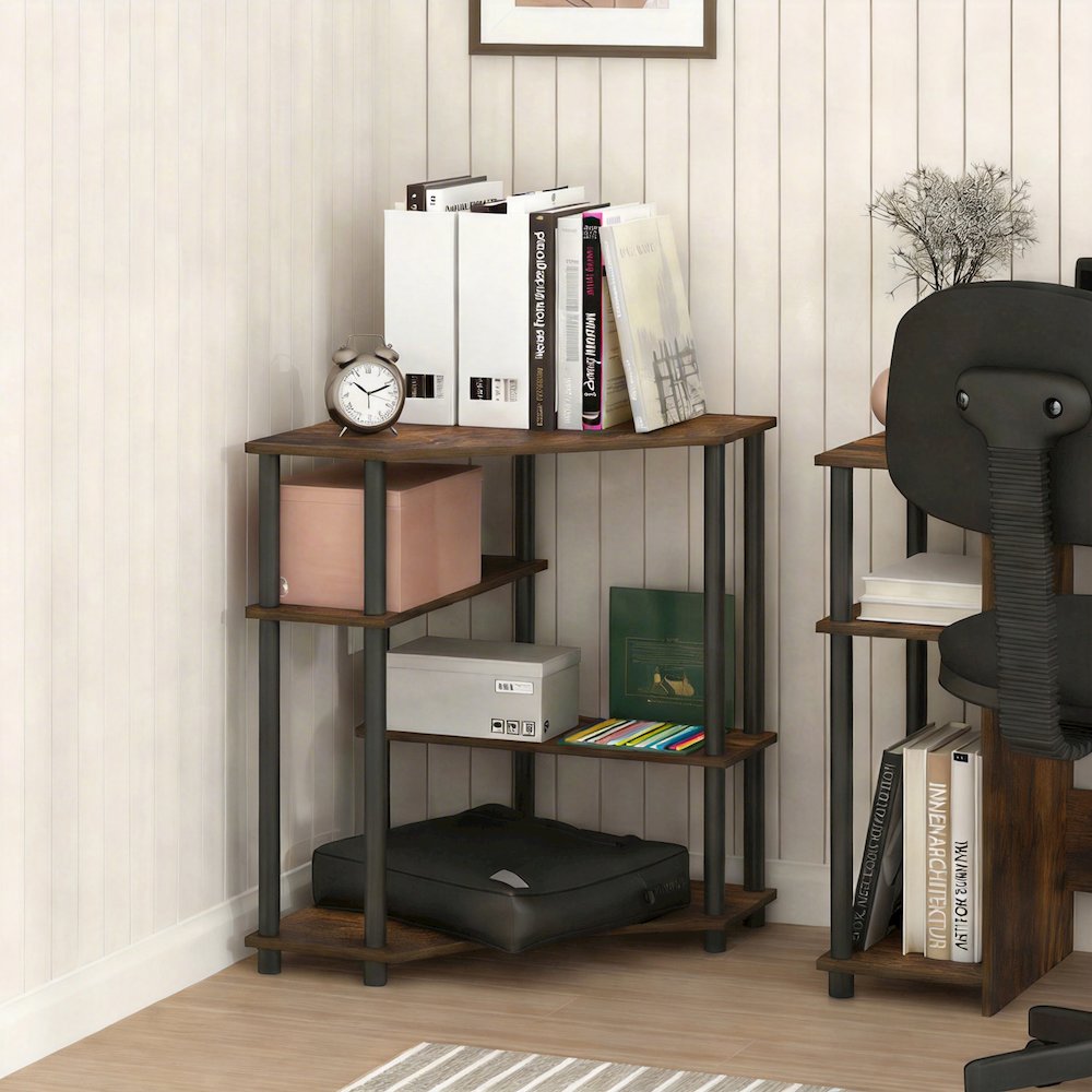 TURN-N-TUBE Desk, Corner Gaming Desk with Storage Shelves