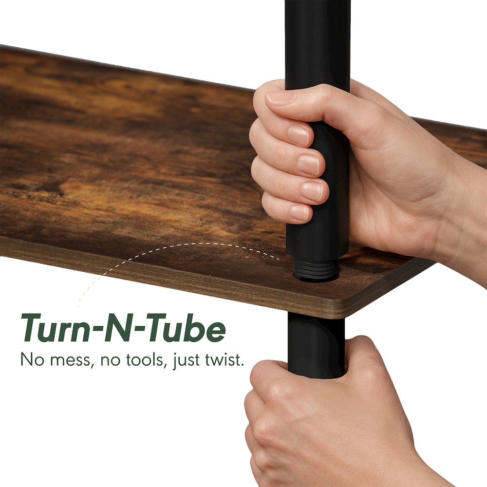TURN-N-TUBE Desk, Corner Gaming Desk with Storage Shelves