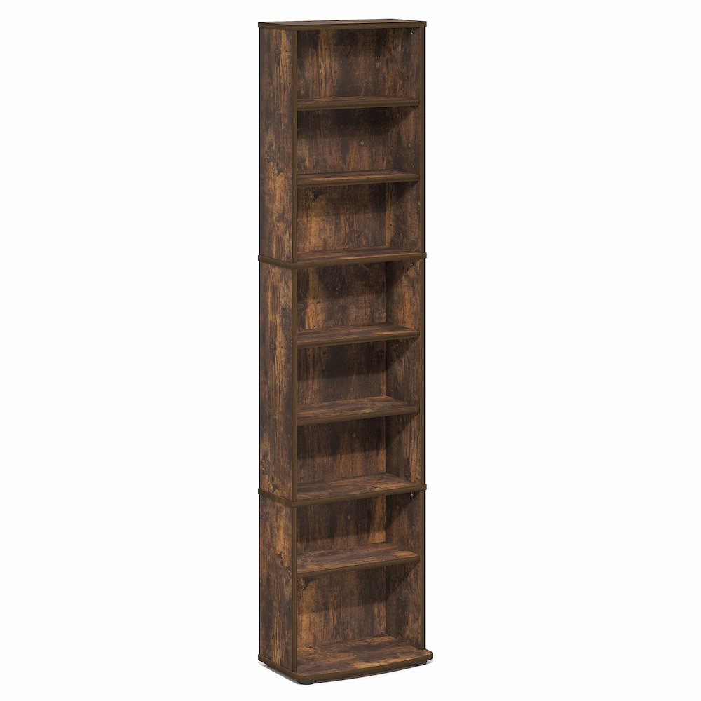 JAYA DVD Shelf, 8-Tier Tall Narrow CD Rack, Media Shelf with Adjustable Shelves