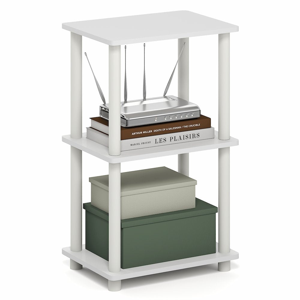 TURN-N-TUBE Storage Shelves, 3-Tier Open Frame Book Shelf, Standing Corner Shelf