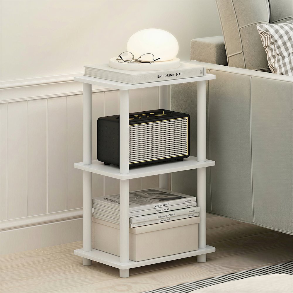TURN-N-TUBE Storage Shelves, 3-Tier Open Frame Book Shelf, Standing Corner Shelf
