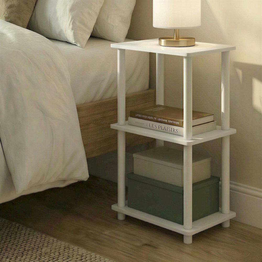 TURN-N-TUBE Storage Shelves, 3-Tier Open Frame Book Shelf, Standing Corner Shelf