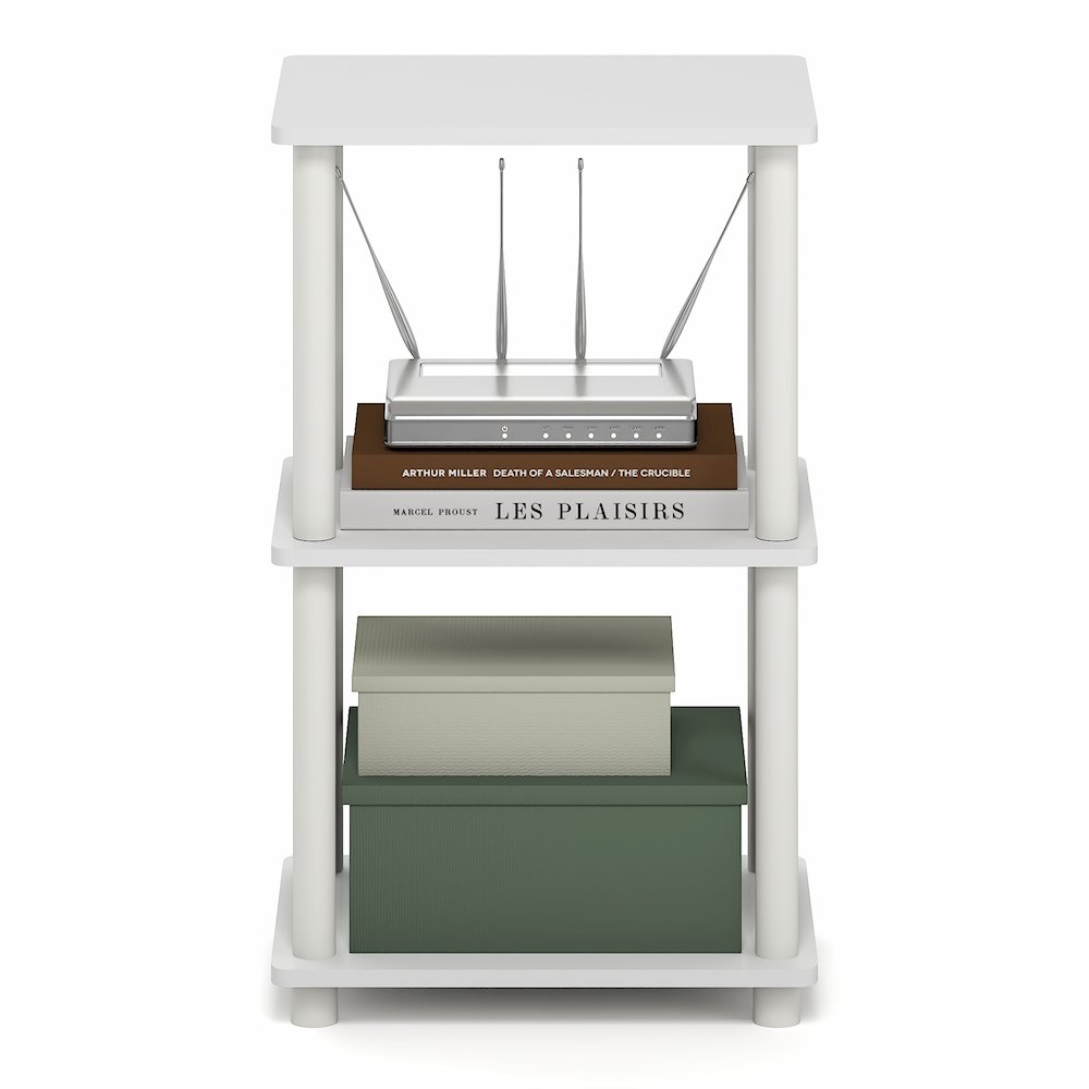 TURN-N-TUBE Storage Shelves, 3-Tier Open Frame Book Shelf, Standing Corner Shelf