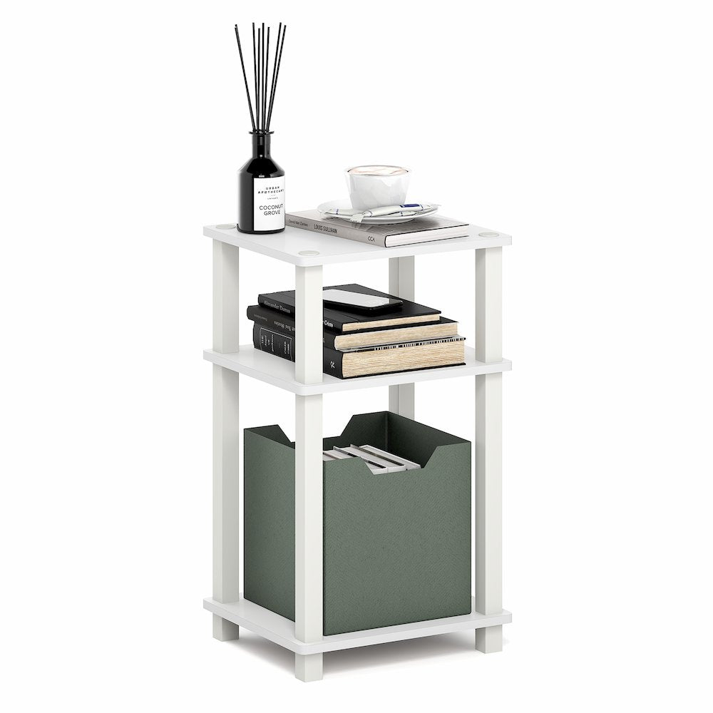 JUST Side Table, 3-Tier Open Shelf End Table, Toolless Assembly Night Stand