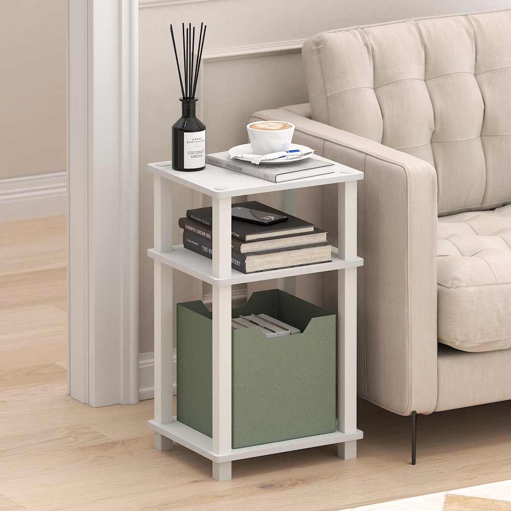 JUST Side Table, 3-Tier Open Shelf End Table, Toolless Assembly Night Stand