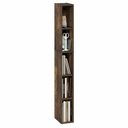 FULDA Book Shelf, 5-Tier Tall Narrow Bookshelf, 9.3 x 5.9 x 51.9
